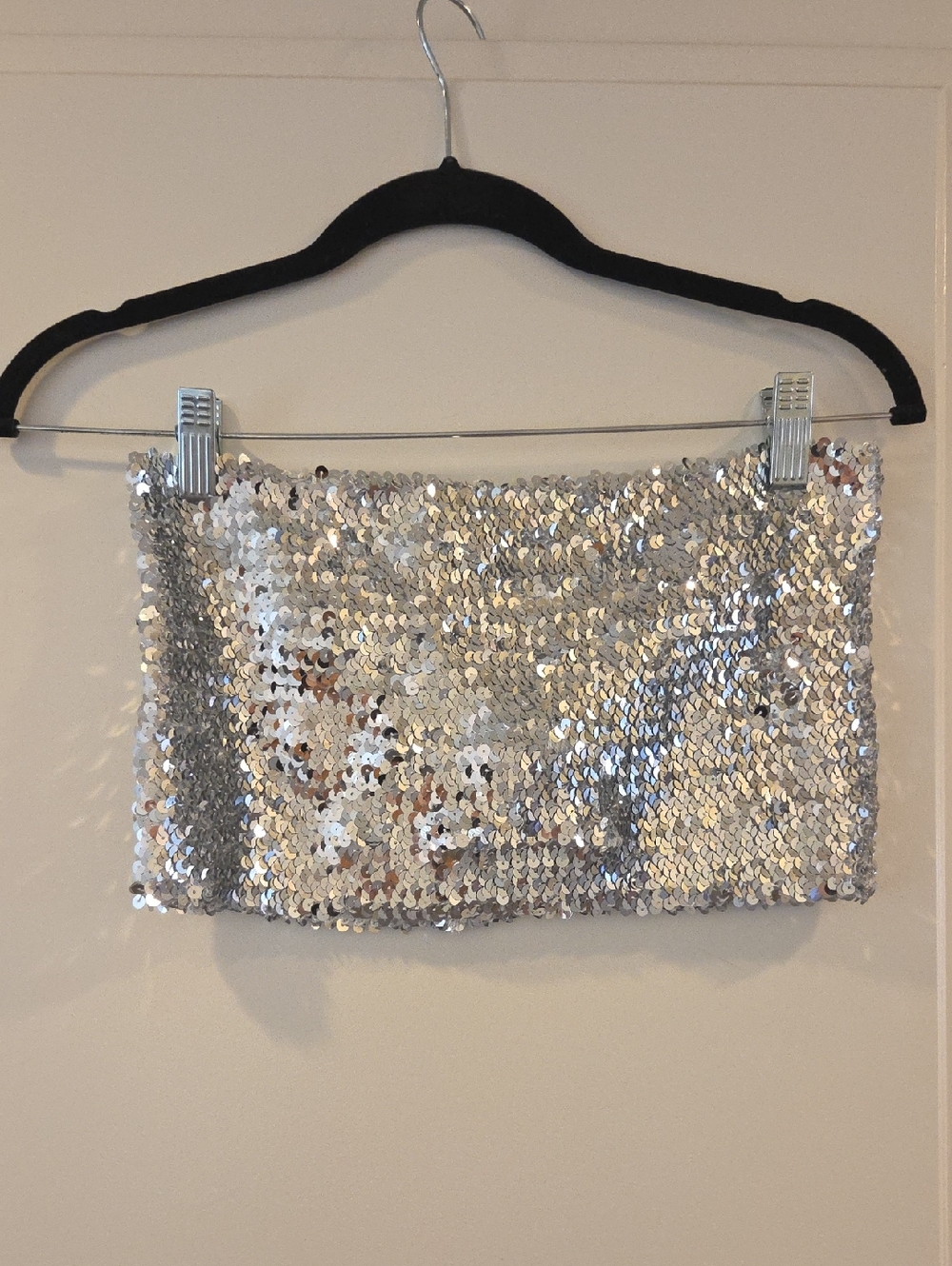 Silver Sequin Tube Top Bra Style